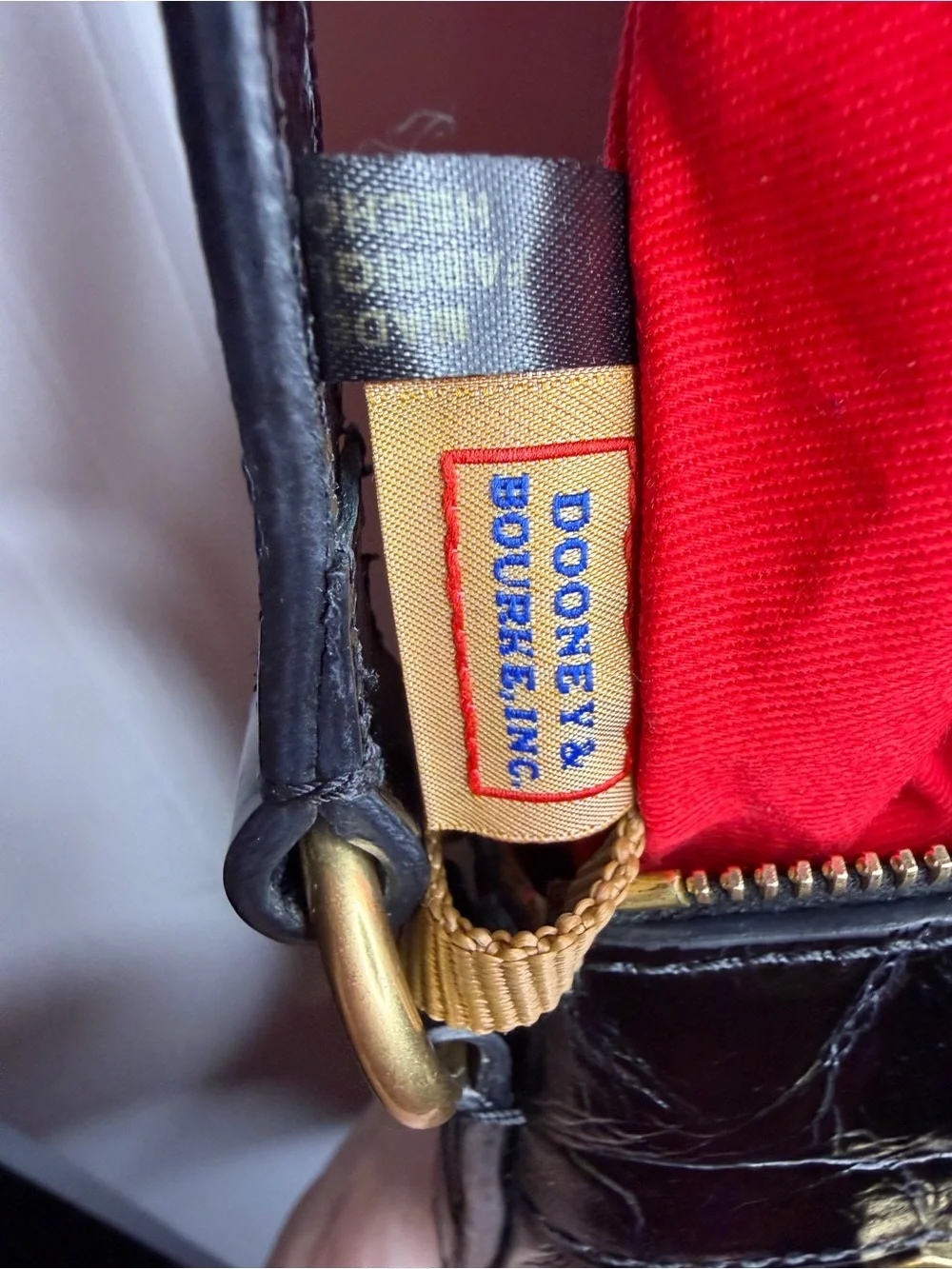 Dooney & Bourke Black Croc-Embossed Bag with Gold Hardware Denison Allison